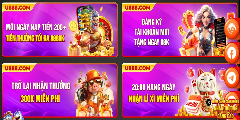 Khuyến mãi U888 cam kết mang đến lợi ích cho anh em